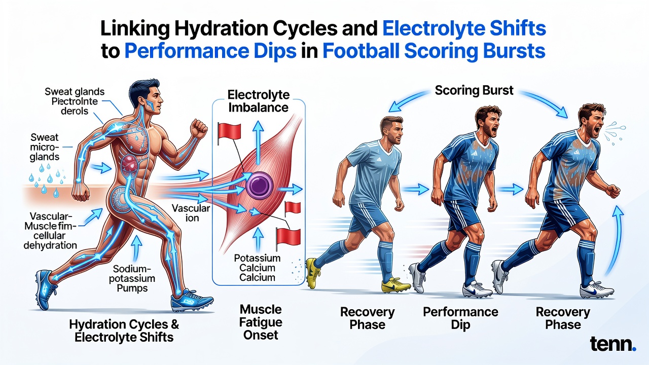 Detailed view of electrolyte monitoring tools and performance graphs from football, tennis, basketball, and horse racing events