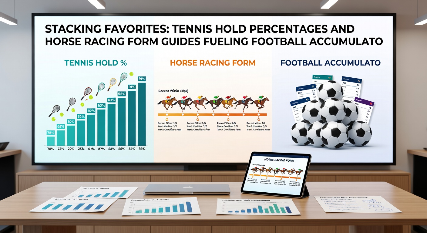 Horse racing form guide page beside football match stats and tennis serve analytics dashboard, showing integrated betting data visualization