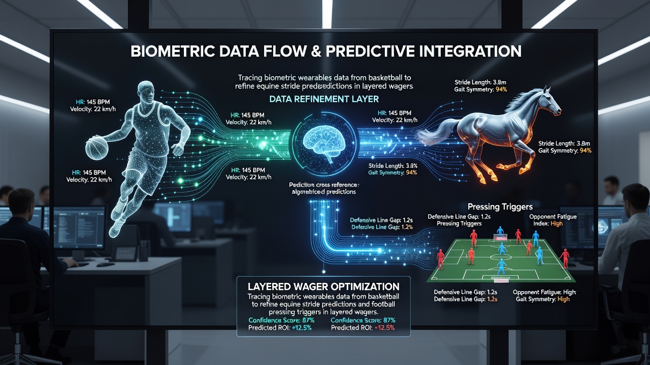 Biometric wearables tracking player movement and heart rate data during a basketball game for cross-sport analysis
